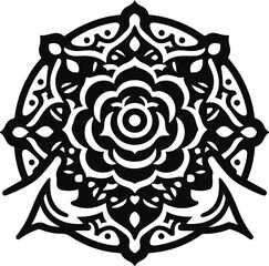 Mandala silhouette vector on a white background, mandala design for coloring book, vector mandala design