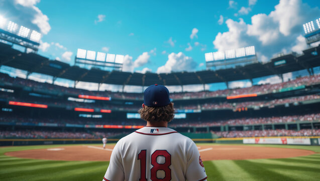 Baseball Players on a Lively Baseball Stadium Field