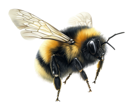 Isolated Detailed Bumblebee Flying