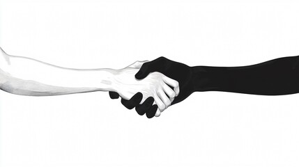 Professional Black and White Handshake Image with Wide Angle Composition