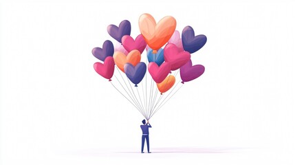 Joyful Happy Birthday Balloons Shaped Hearts Decoration Celebration