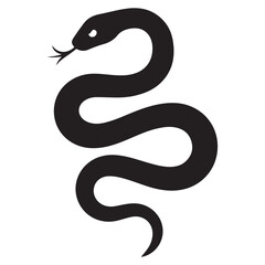 snake icon, snake vector silhouette, curved snake animal design illustration, black reptile graphic symbol, dangerous wild snake outline logo
