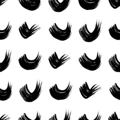 Seamless pattern with black wavy grunge brush strokes