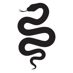 snake icon, snake vector silhouette, curved snake animal design illustration, black reptile graphic symbol, dangerous wild snake outline logo