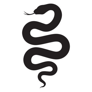 snake icon, snake vector silhouette, curved snake animal design illustration, black reptile graphic symbol, dangerous wild snake outline logo