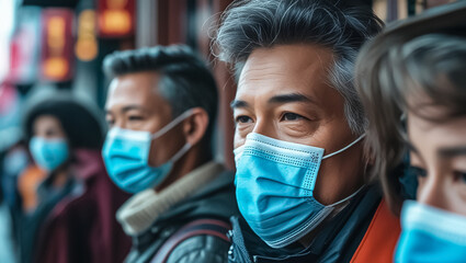 asian people using protective masks