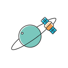 Space Station Orbiting a Planet Vector Illustration