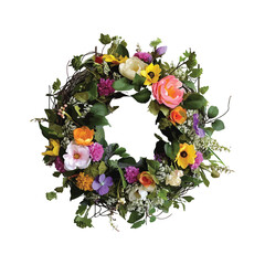 Floral Spring Wreath illustration Clipart on a white Background