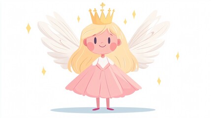 Enchanting Little Fairy Princess with Wings and Gold Crown Tale