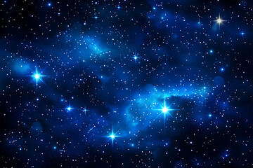 Obraz premium A starry night sky with stars and galaxies, a realistic illustration in a blue color theme against a dark background, high resolution.
