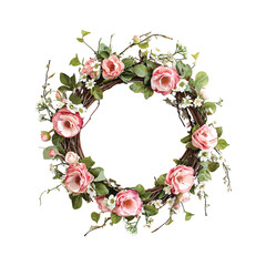 Floral Spring Wreath illustration Clipart on a white Background