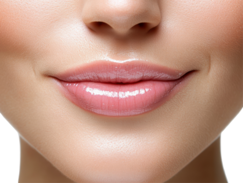 Isolated Woman's Lips and Nose Close-up