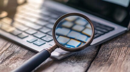 Fototapeta premium Searching, Magnifying glass, Web browser, Blank search bar on yellow background, Search Bar for UI, Finding work on www, Find ideas as a reference
