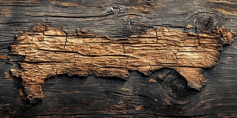 Piece of wood with a large crack in it