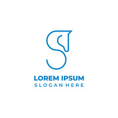 Vector horse logo, elegant lineart style horse symbol