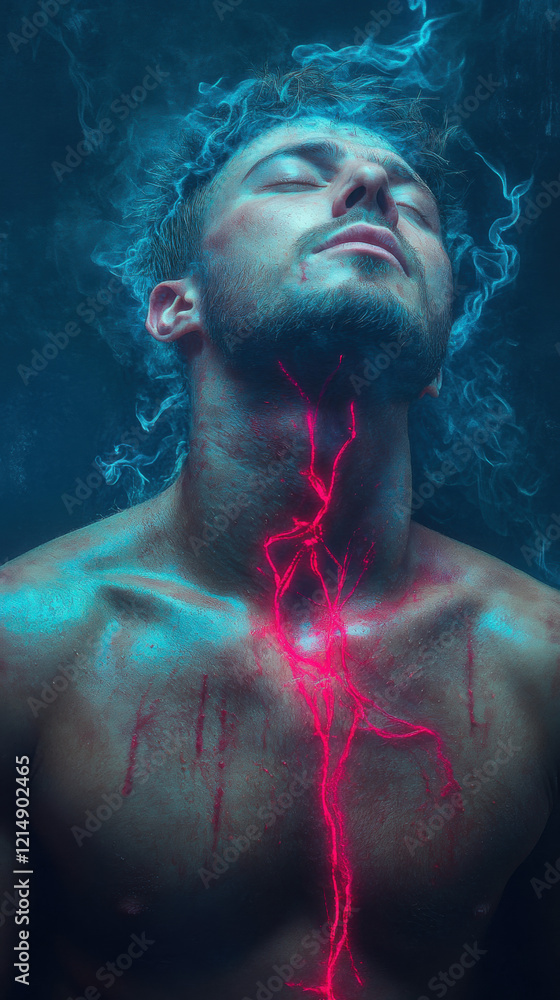 Poster hallucination, hallucination-themed artwork with high fidelity, featuring chaos and a raw style, gen