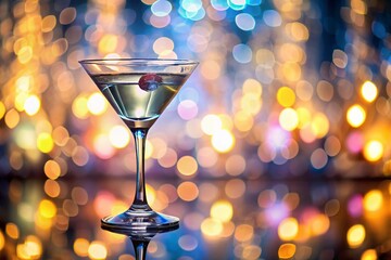 Elegant Martini Cocktail: Refreshing Drink in Stylish Glass, Soft Blurred Background