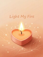 Light My Fire Heart Candle: Soft Orange Background