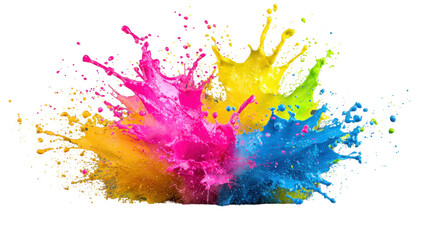 Colorful Abstract Watercolor Splashes on White Background