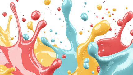 Colorful paint splashes pattern with a vibrant design featuring flowers and playful elements for decoration and holiday themes