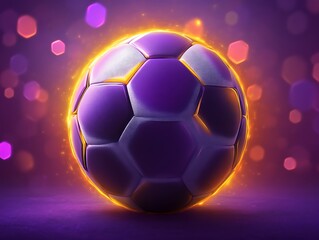 Naklejka premium Vibrant glowing soccer ball, symbolizing passion and energy on the field, a dynamic representation of the sport