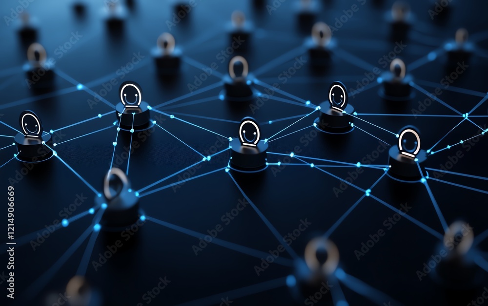 Poster 3d rendering of digital graphic user icons connected by lines on a dotted world map globe, represent