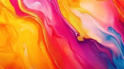 Abstract Art with Vibrant Swirling Colors and Gold Accents creates a dynamic design