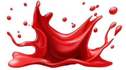 Red paint splash and drops with heart and love elements in a vibrant design for holidays or celebrations