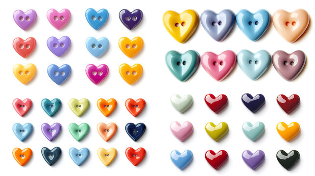 A collection of heart-shaped buttons in different colors, isolated on white background in HD .-# Create, explore, and organize on [midjourney.com](<https