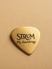 Strum My Heartstrings Guitar Pick: Light Brown Background