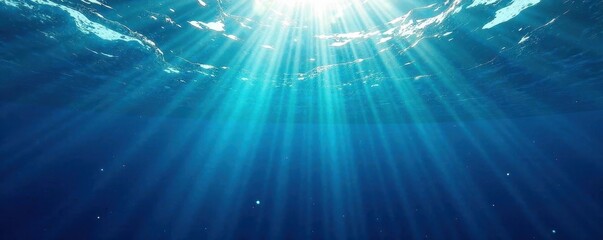 Deep blue ocean surface, sunlight filtering down , surface, water