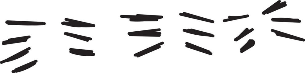 Vector set of hand-drawn cute cartoony expression sign doodle line stroke. movement drawing, curve directional arrows, emoticon effects design elements, cartoon character emotion symbols,