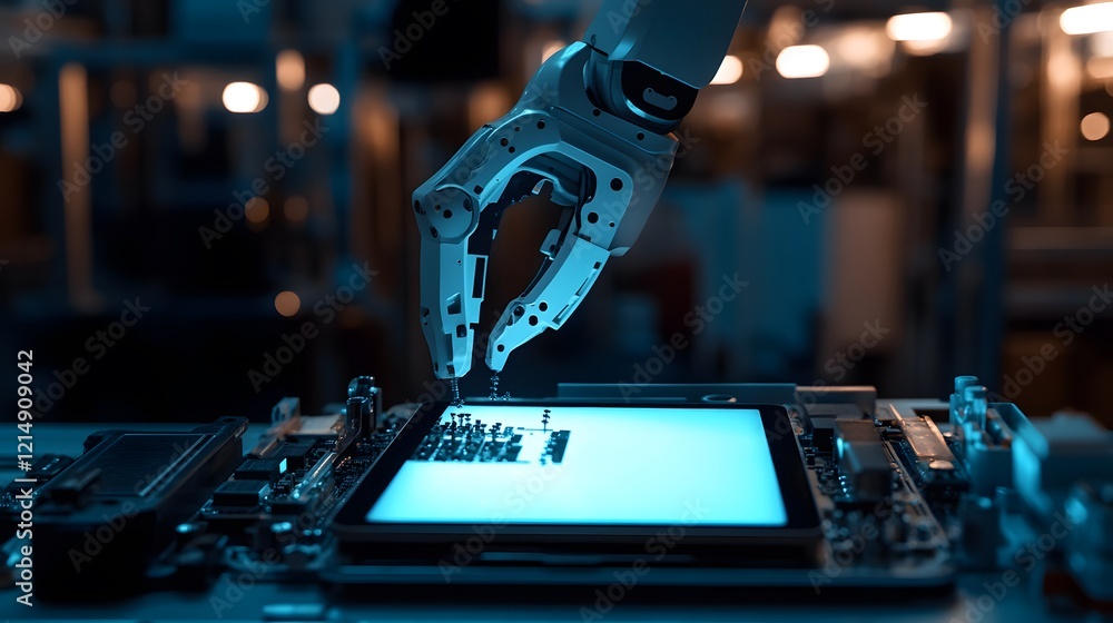 Poster robotic arm assembling circuit board components