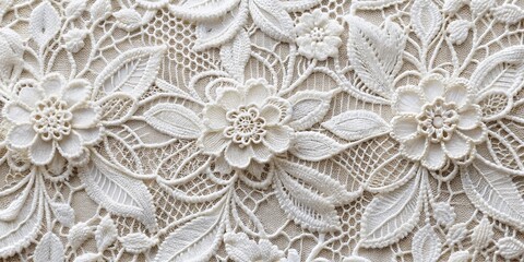 Elegant White Lace Texture: Panoramic Background for Design Projects