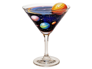 Isolated Cocktail Glass with Galaxy Theme