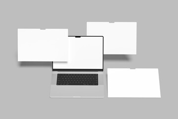 laptop screen website blank mockup 3D