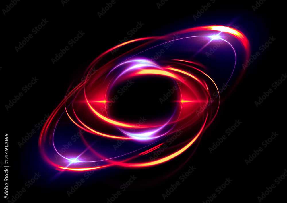 Wall mural physical graphic concept of atomic structure. light ring. colorful electron particle. .speed of ligh