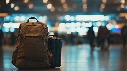 Travel Backpack Awaits Departure in Modern Airport