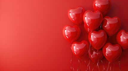 Luxurious glossy red heart background. Minimalist design for Valentines Day, romance, love, or anniversary card with blank copy space.