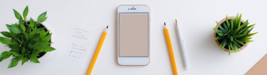 Marketing Strategy Flat Lay, Customer Personas, Ad Drafts, Smartphone, Creative Planning, Business Development, Visual Organization
