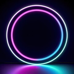 Obraz premium Neon colored circle with a purple and blue center