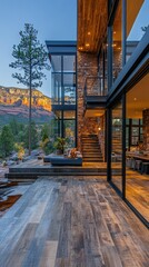 Fototapeta premium Modern architectural gem overlooking majestic mountains sedona exterior view luxury home environment