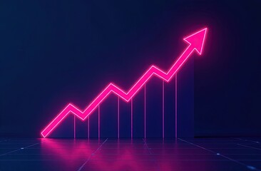 Innovative Financial Data Visualization with Neon Growth Arrow Design and Grid Effect