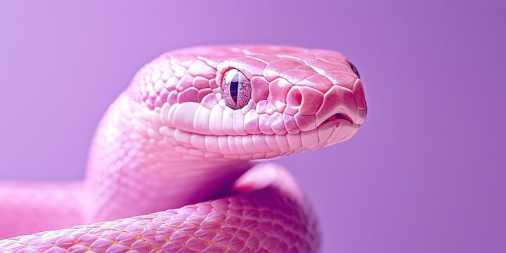 Pink snake with a pink head and pink body