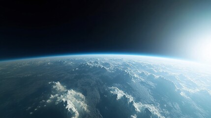 Fototapeta premium Stunning View of Earth from Space with Clouds and Sunlight Glare