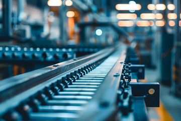 Modern automated factory conveyor belt