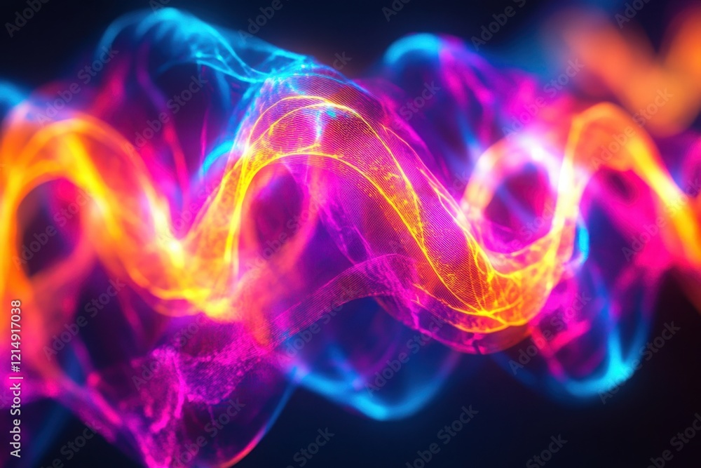 Aufkleber colorful light waves flowing through a dark space creating vibrant patterns