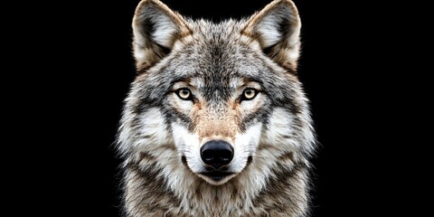 Fototapeta premium Majestic Gray Wolf Portrait Intense Gaze Wild Animal Closeup