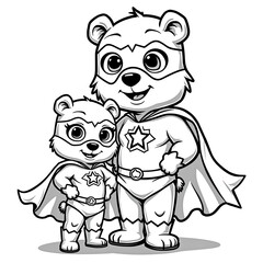 Obraz premium Superhero Bear Family in Matching Hero Costumes