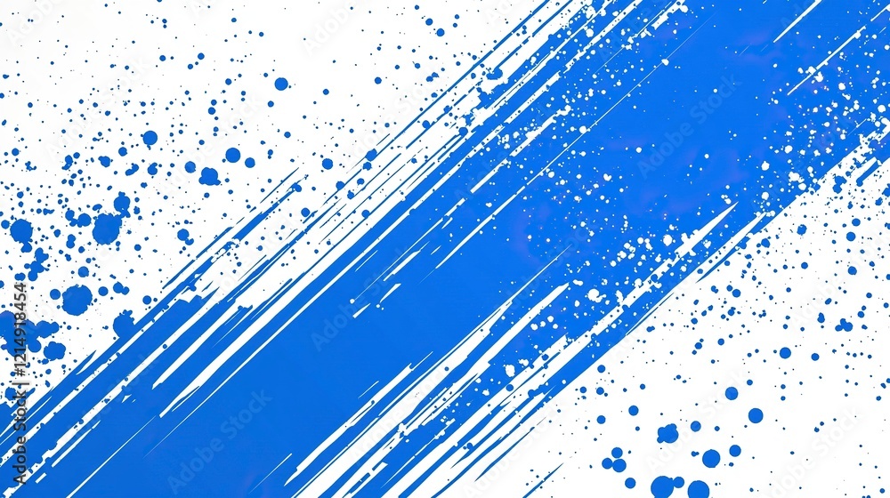 Poster blue and white background with diagonal lines and halftone dots, a vector seamless pattern. modern s